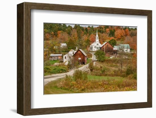 USA, Vermont, Waits River. New England Town with Church and Barn-Bill Bachmann-Framed Photographic Print