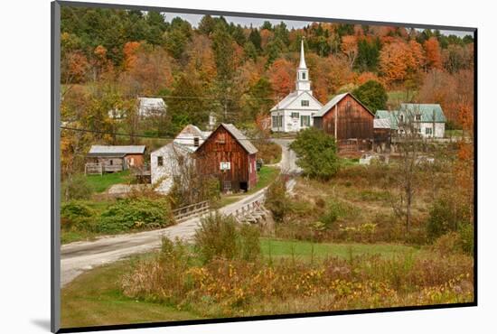 USA, Vermont, Waits River. New England Town with Church and Barn-Bill Bachmann-Mounted Photographic Print