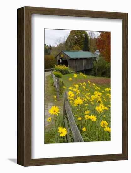 USA, Vermont, Waterville. Church Street Covered Bridge in Fall-Bill Bachmann-Framed Photographic Print