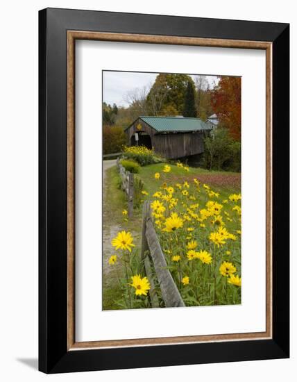 USA, Vermont, Waterville. Church Street Covered Bridge in Fall-Bill Bachmann-Framed Photographic Print