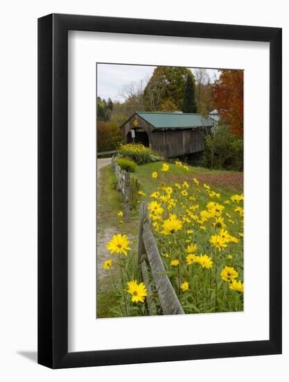 USA, Vermont, Waterville. Church Street Covered Bridge in Fall-Bill Bachmann-Framed Photographic Print