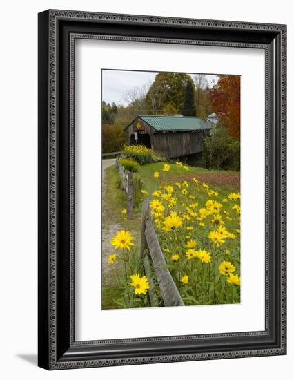 USA, Vermont, Waterville. Church Street Covered Bridge in Fall-Bill Bachmann-Framed Photographic Print