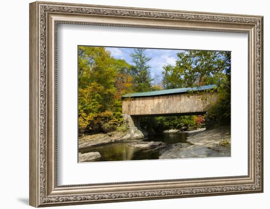 USA, Vermont, Waterville. Montgomery Covered Bridge with Fall Foliage-Bill Bachmann-Framed Photographic Print