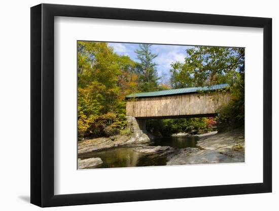 USA, Vermont, Waterville. Montgomery Covered Bridge with Fall Foliage-Bill Bachmann-Framed Photographic Print