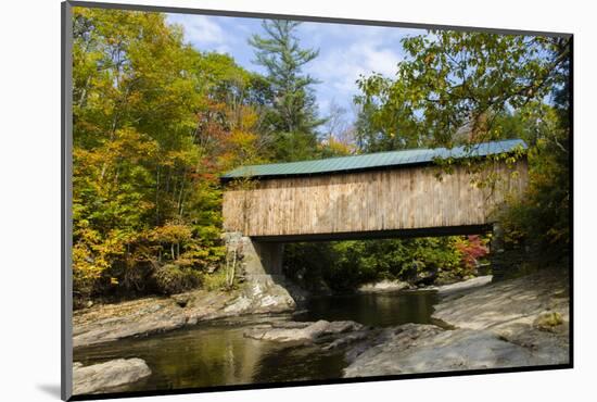 USA, Vermont, Waterville. Montgomery Covered Bridge with Fall Foliage-Bill Bachmann-Mounted Photographic Print
