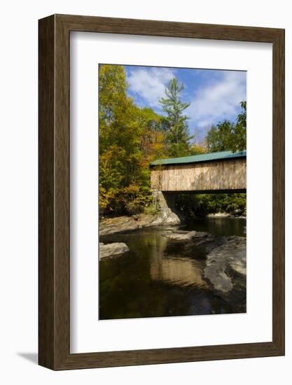 USA, Vermont, Waterville. Montgomery Covered Bridge with Fall Foliage-Bill Bachmann-Framed Photographic Print