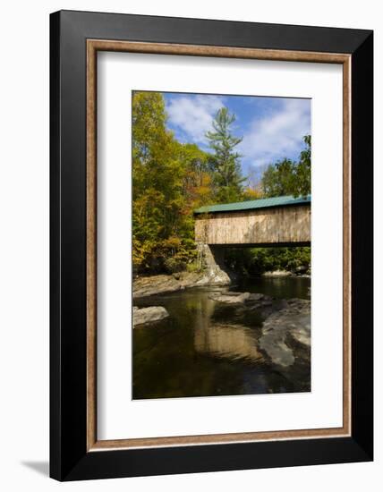 USA, Vermont, Waterville. Montgomery Covered Bridge with Fall Foliage-Bill Bachmann-Framed Photographic Print