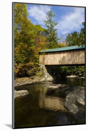 USA, Vermont, Waterville. Montgomery Covered Bridge with Fall Foliage-Bill Bachmann-Mounted Photographic Print