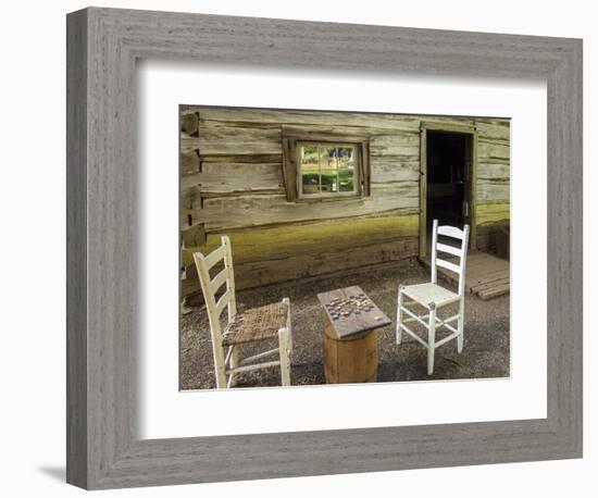 USA, Virginia, Mabry Mill. Checkers Board on Barrel-Don Paulson-Framed Photographic Print