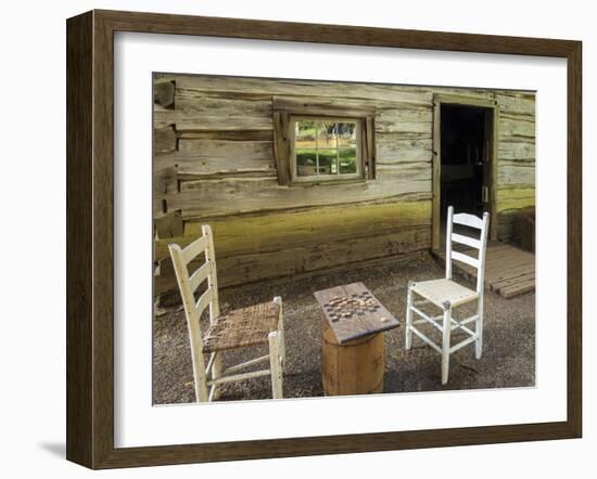 USA, Virginia, Mabry Mill. Checkers Board on Barrel-Don Paulson-Framed Photographic Print