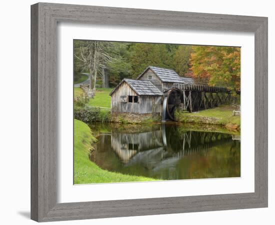 USA, Virginia, Mabry Mill. Composite of Mill and Pond-Don Paulson-Framed Photographic Print