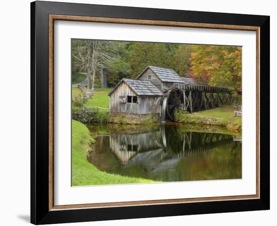 USA, Virginia, Mabry Mill. Composite of Mill and Pond-Don Paulson-Framed Photographic Print