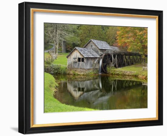 USA, Virginia, Mabry Mill. Composite of Mill and Pond-Don Paulson-Framed Photographic Print