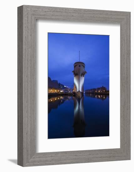 USA, Virginia, Norfolk, Ww2-Era Battleship Uss Wisconsin, Dusk-Walter Bibikow-Framed Photographic Print