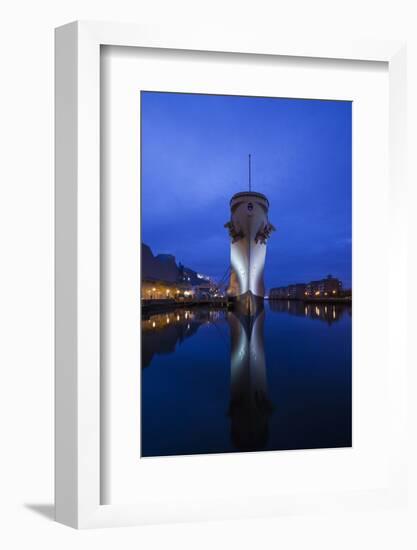 USA, Virginia, Norfolk, Ww2-Era Battleship Uss Wisconsin, Dusk-Walter Bibikow-Framed Photographic Print