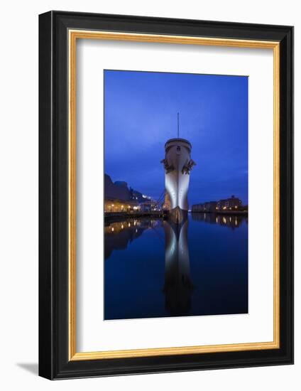 USA, Virginia, Norfolk, Ww2-Era Battleship Uss Wisconsin, Dusk-Walter Bibikow-Framed Photographic Print