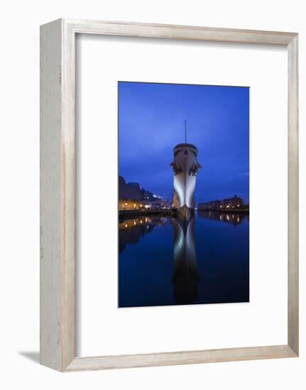 USA, Virginia, Norfolk, Ww2-Era Battleship Uss Wisconsin, Dusk-Walter Bibikow-Framed Photographic Print