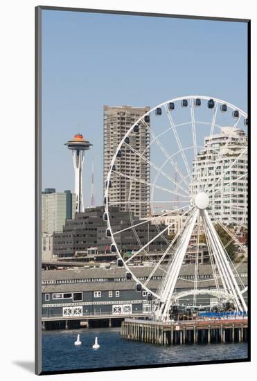 USA, WA, Seattle.Great Wheel on Pier 57 and cityscape.-Trish Drury-Mounted Photographic Print