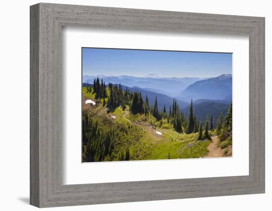 USA, Washington. Backpackers on Cowlitz Divide of Wonderland Trail-Gary Luhm-Framed Photographic Print