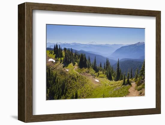 USA, Washington. Backpackers on Cowlitz Divide of Wonderland Trail-Gary Luhm-Framed Photographic Print