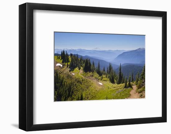 USA, Washington. Backpackers on Cowlitz Divide of Wonderland Trail-Gary Luhm-Framed Photographic Print