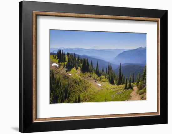 USA, Washington. Backpackers on Cowlitz Divide of Wonderland Trail-Gary Luhm-Framed Photographic Print