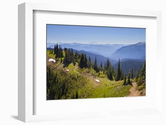 USA, Washington. Backpackers on Cowlitz Divide of Wonderland Trail-Gary Luhm-Framed Photographic Print