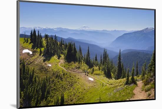 USA, Washington. Backpackers on Cowlitz Divide of Wonderland Trail-Gary Luhm-Mounted Photographic Print