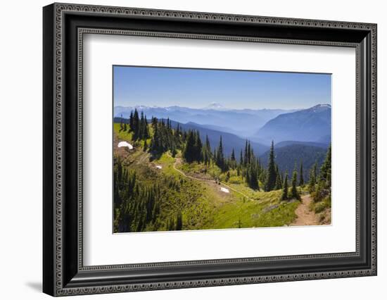 USA, Washington. Backpackers on Cowlitz Divide of Wonderland Trail-Gary Luhm-Framed Photographic Print