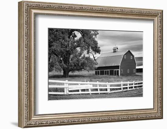 USA, Washington. Barn and Wooden Fence on Farm-Dennis Flaherty-Framed Photographic Print