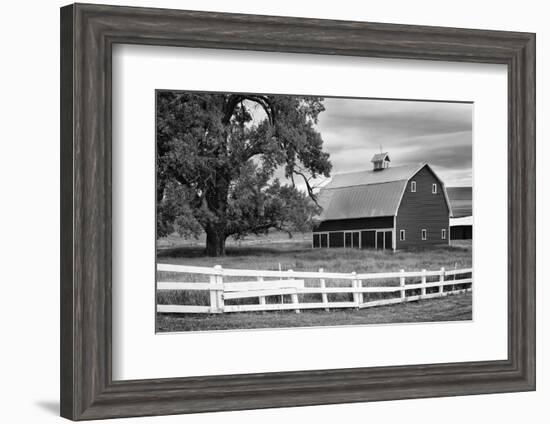 USA, Washington. Barn and Wooden Fence on Farm-Dennis Flaherty-Framed Photographic Print