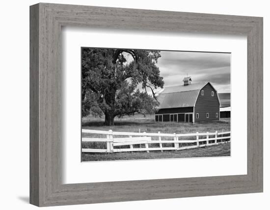 USA, Washington. Barn and Wooden Fence on Farm-Dennis Flaherty-Framed Photographic Print