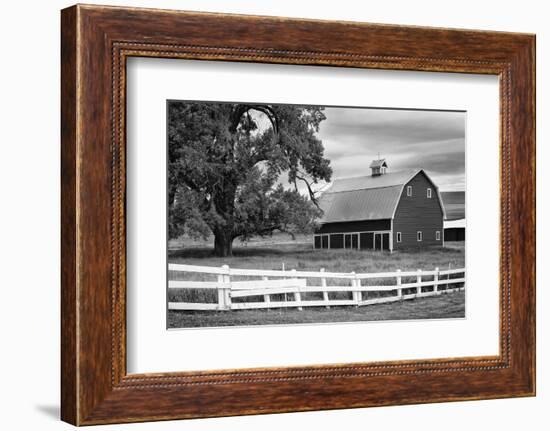 USA, Washington. Barn and Wooden Fence on Farm-Dennis Flaherty-Framed Photographic Print