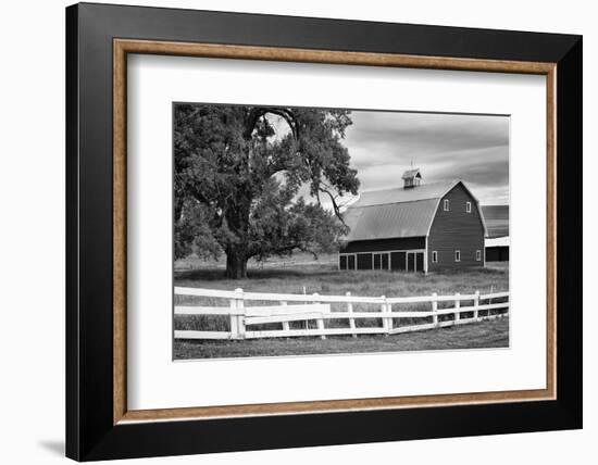 USA, Washington. Barn and Wooden Fence on Farm-Dennis Flaherty-Framed Photographic Print