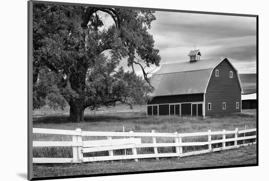 USA, Washington. Barn and Wooden Fence on Farm-Dennis Flaherty-Mounted Photographic Print