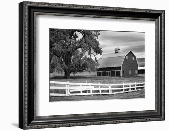 USA, Washington. Barn and Wooden Fence on Farm-Dennis Flaherty-Framed Photographic Print