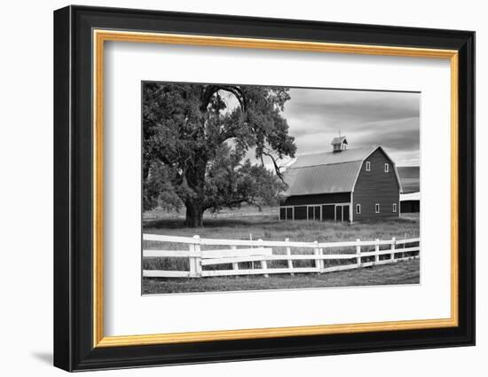 USA, Washington. Barn and Wooden Fence on Farm-Dennis Flaherty-Framed Photographic Print