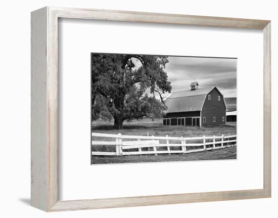 USA, Washington. Barn and Wooden Fence on Farm-Dennis Flaherty-Framed Photographic Print