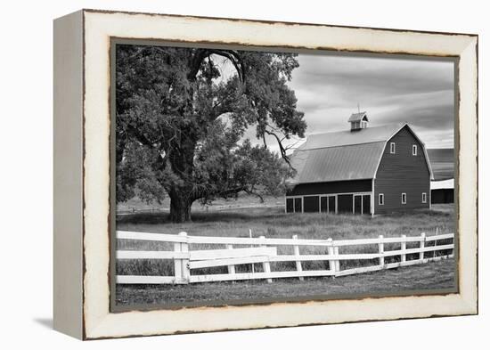 USA, Washington. Barn and Wooden Fence on Farm-Dennis Flaherty-Framed Premier Image Canvas