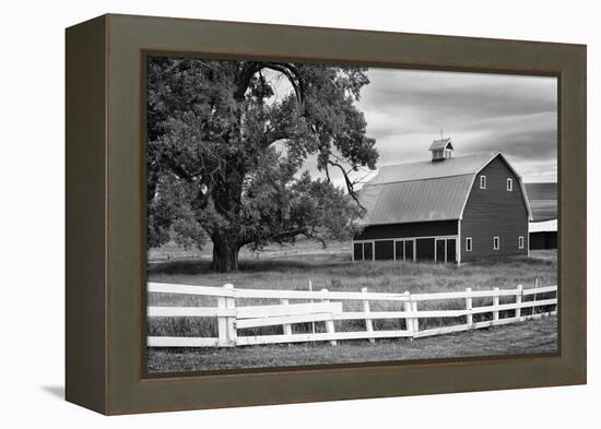 USA, Washington. Barn and Wooden Fence on Farm-Dennis Flaherty-Framed Premier Image Canvas