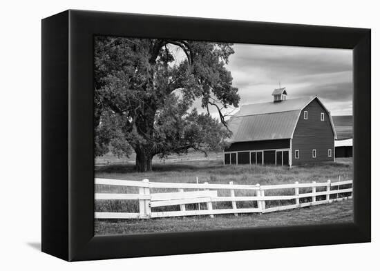USA, Washington. Barn and Wooden Fence on Farm-Dennis Flaherty-Framed Premier Image Canvas