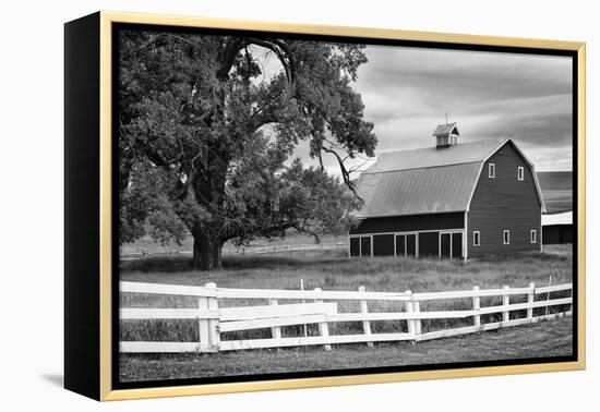 USA, Washington. Barn and Wooden Fence on Farm-Dennis Flaherty-Framed Premier Image Canvas