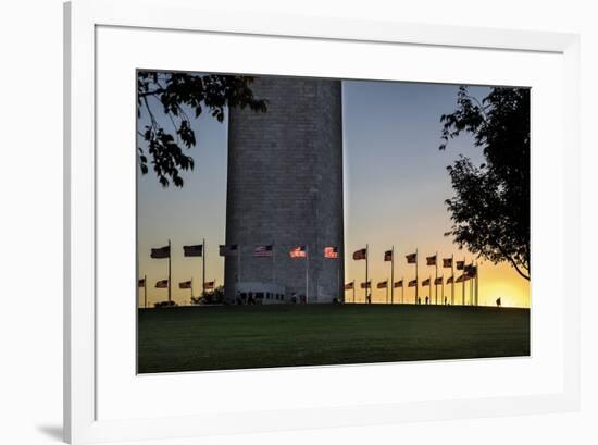 USA, Washington D.C. View of the World War II Memorial, Washington Monument-Hollice Looney-Framed Photographic Print