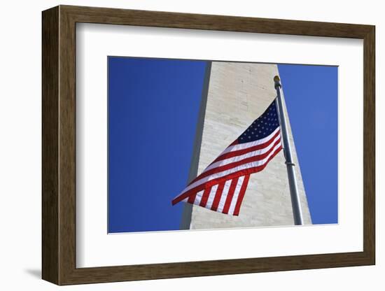 USA, Washington DC. American flag and the Washington Monument.-Jaynes Gallery-Framed Photographic Print