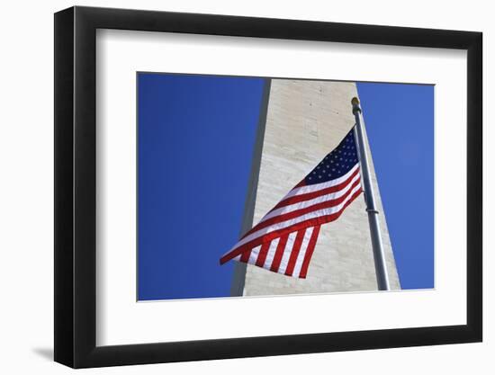 USA, Washington DC. American flag and the Washington Monument.-Jaynes Gallery-Framed Photographic Print