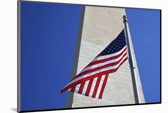 USA, Washington DC. American flag and the Washington Monument.-Jaynes Gallery-Mounted Photographic Print