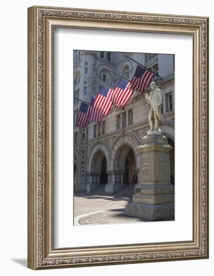 USA, Washington Dc. Ben Franklin Statue Fronts Old Post Office-Charles Crust-Framed Photographic Print