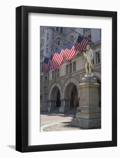 USA, Washington Dc. Ben Franklin Statue Fronts Old Post Office-Charles Crust-Framed Photographic Print