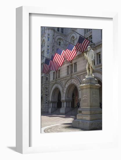 USA, Washington Dc. Ben Franklin Statue Fronts Old Post Office-Charles Crust-Framed Photographic Print