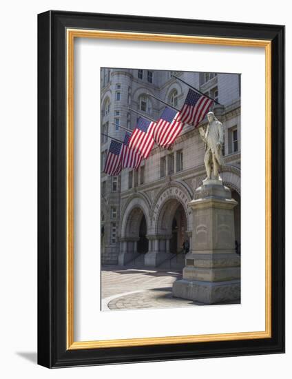 USA, Washington Dc. Ben Franklin Statue Fronts Old Post Office-Charles Crust-Framed Photographic Print